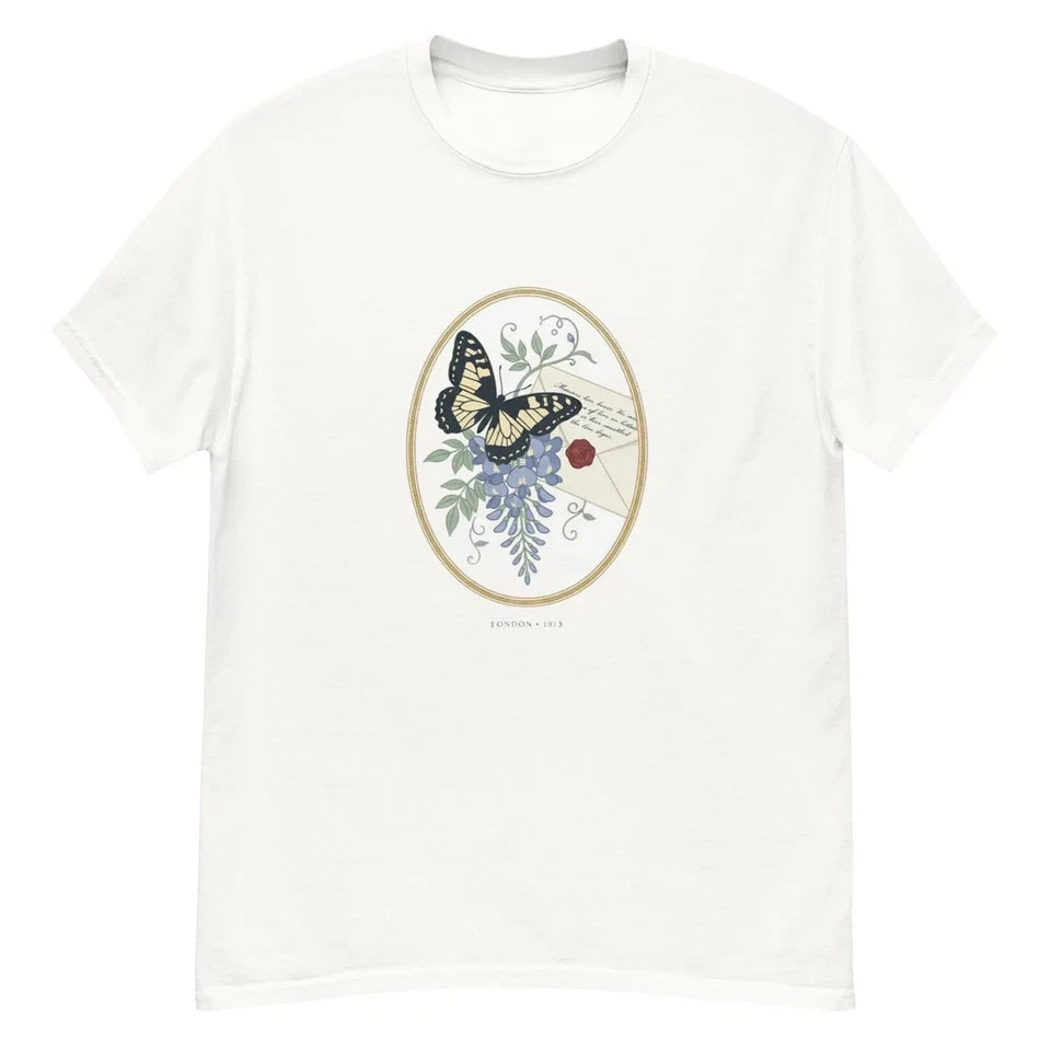 Bridgerton Butterfly Wisteria Letter Regency Era Boxy T-Shirt Graphic Tee